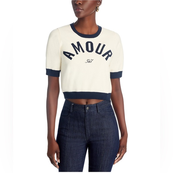 Cinq à Sept Baye Amour Graphic Sweater in Ivory/Navy